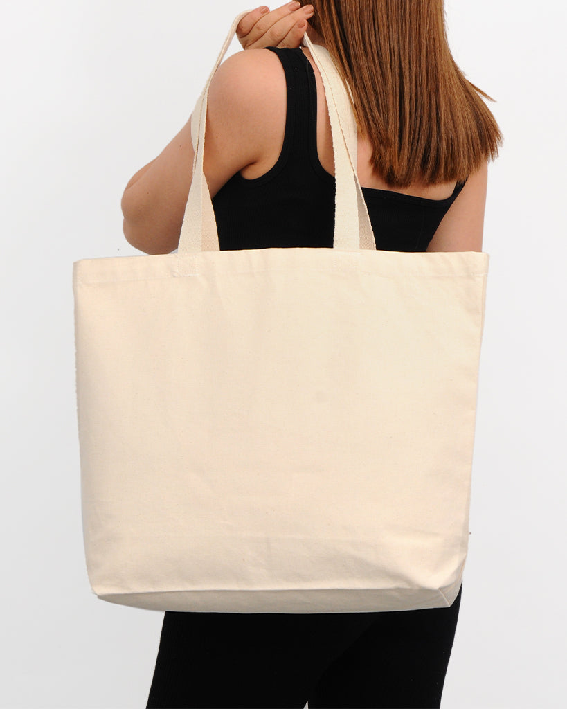 Closeout 18 in Large Organic Canvas Shopper Tote Bags with Bottom Gusset - OR250