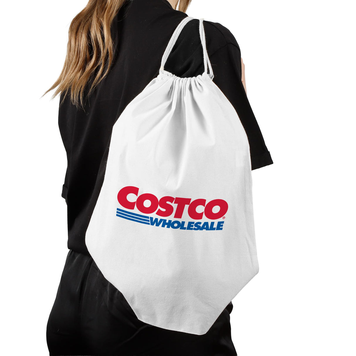 White Color Custom Drawstring Bags with Your Logo