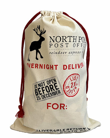 North Pole Printed 24 in Cotton Laundry Bags / Santa Sacks