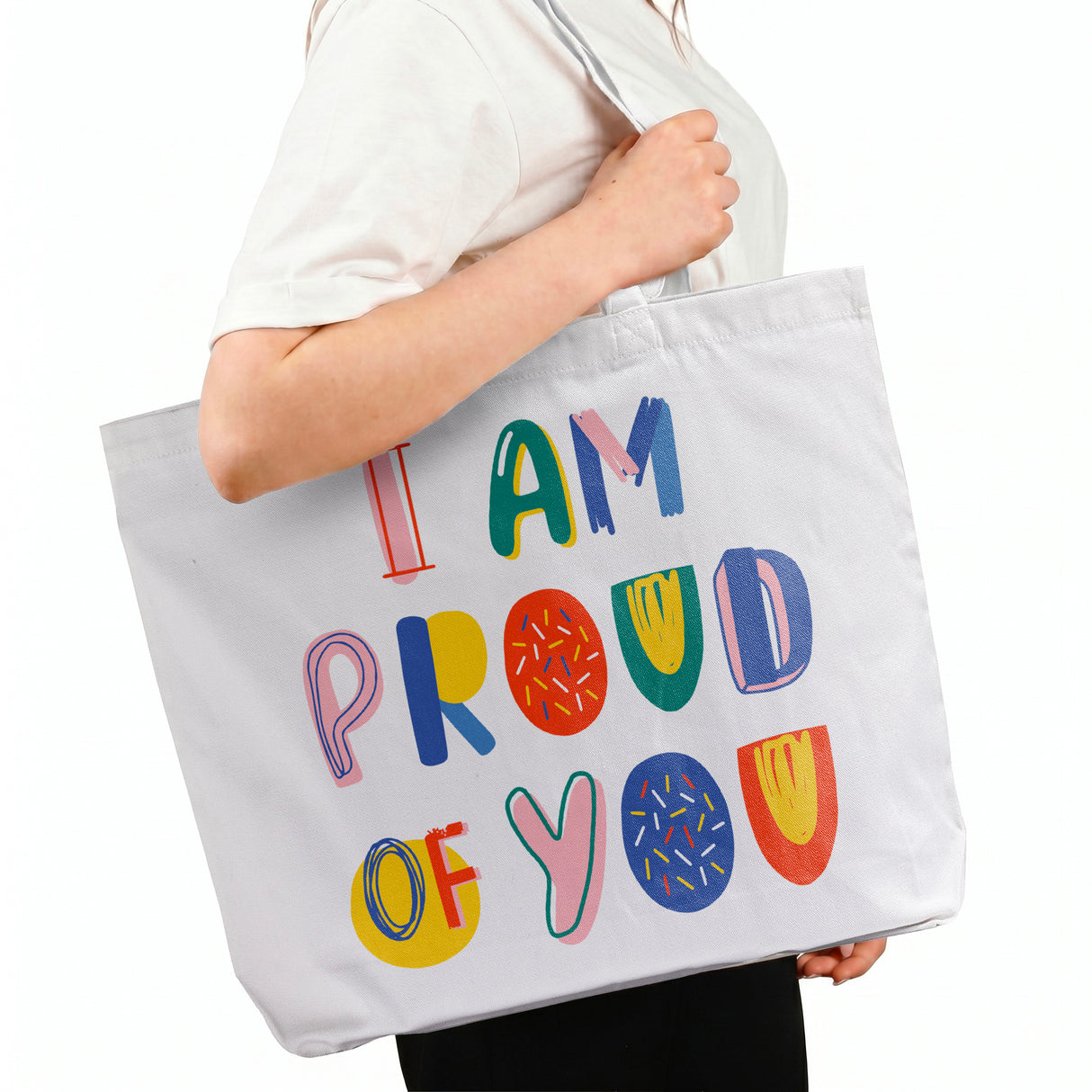 Custom Printed LARGE Soft-Touch Tote Bag - White