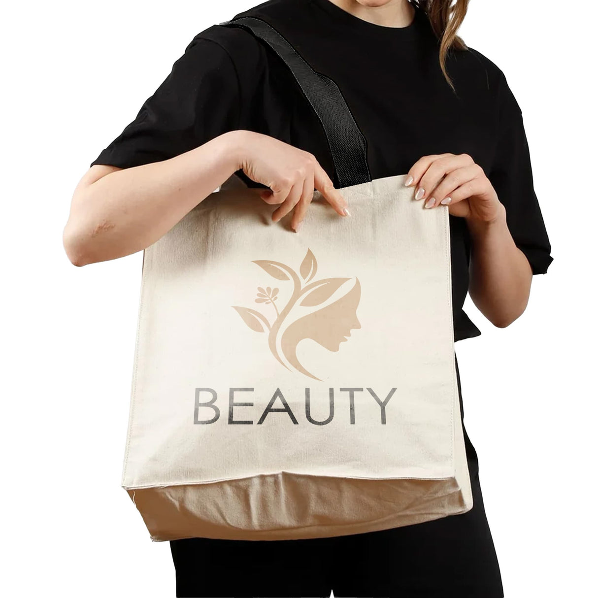 Custom Canvas Shopper Tote Bag With Logo