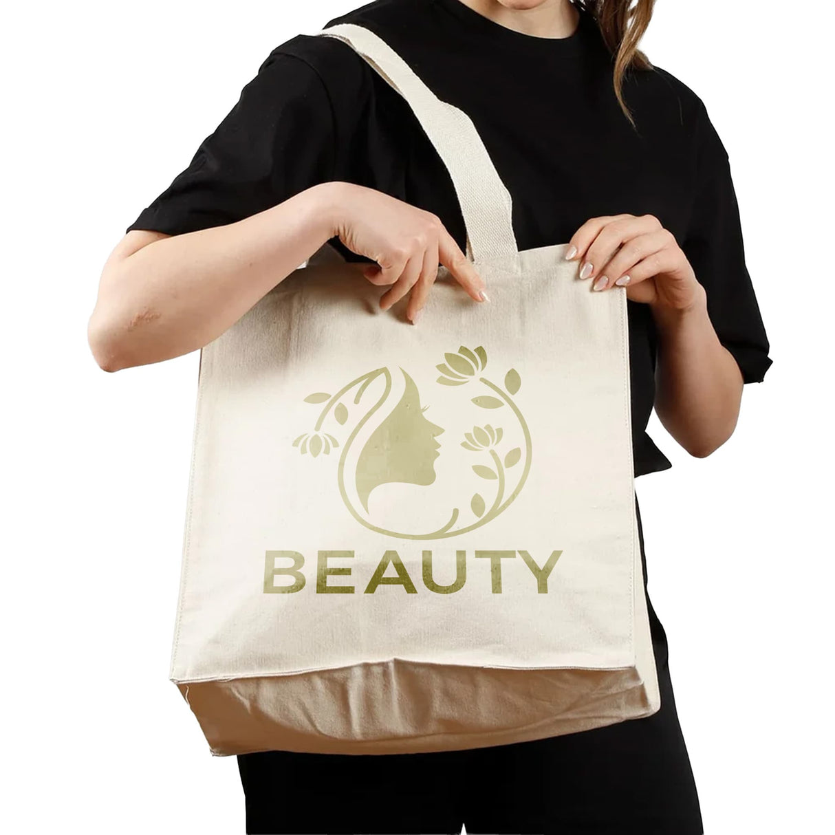 Custom Canvas Shopper Tote Bag With Logo