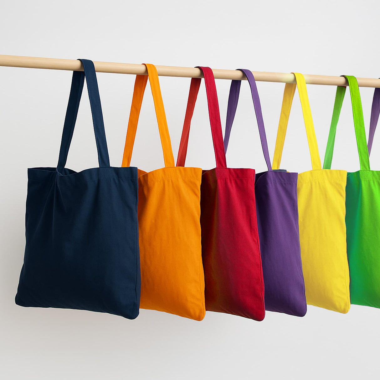 assorted color cotton tote bags