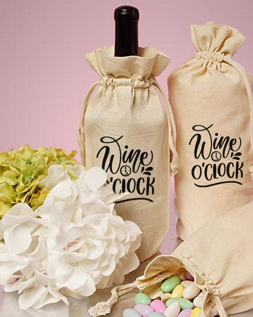 Single Bottle Natural Cotton Muslin Wine Bags with Drawstrings Closure w/ Your Logo