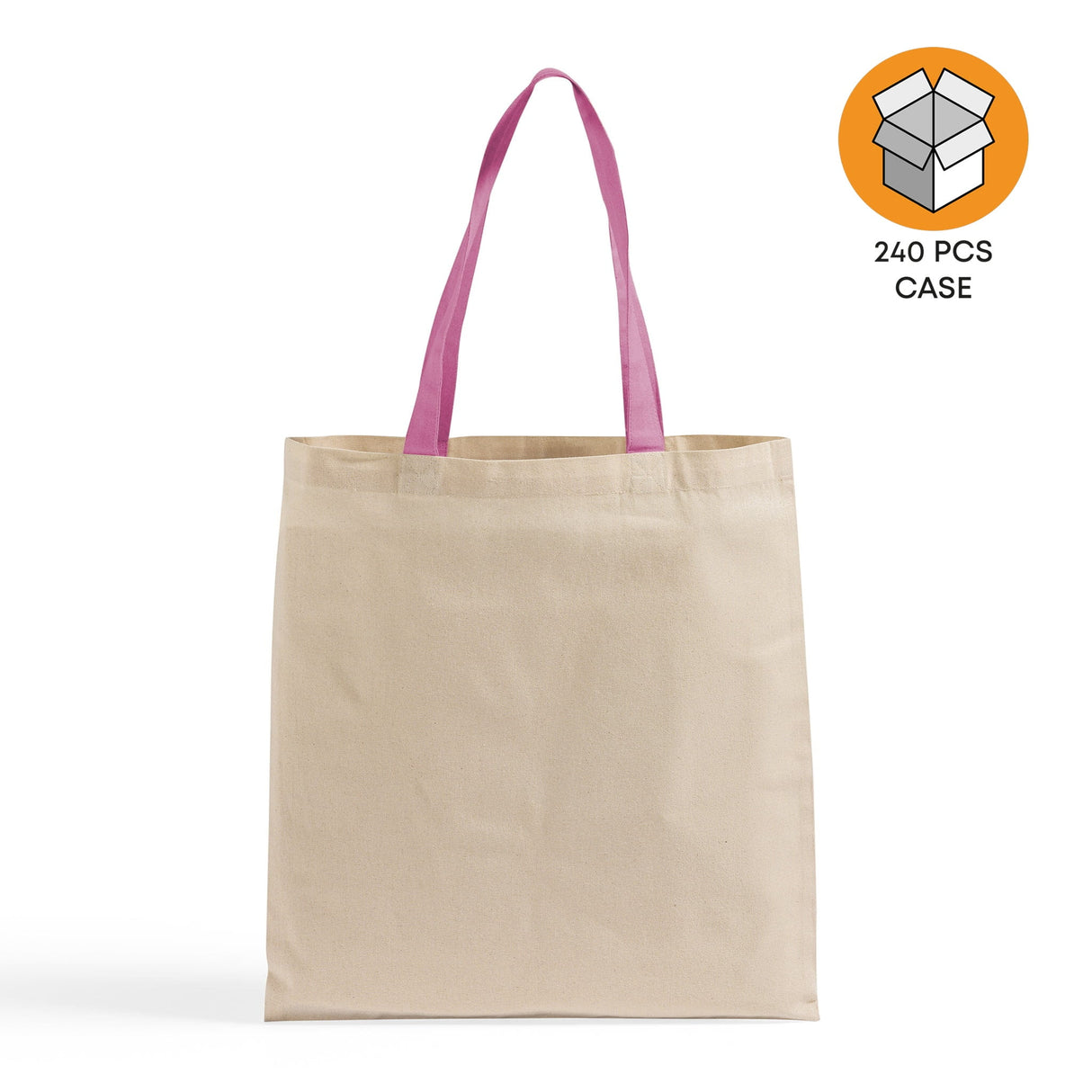240 ct Wholesale Tote Bags With Color Handles 100% Cotton - By Case