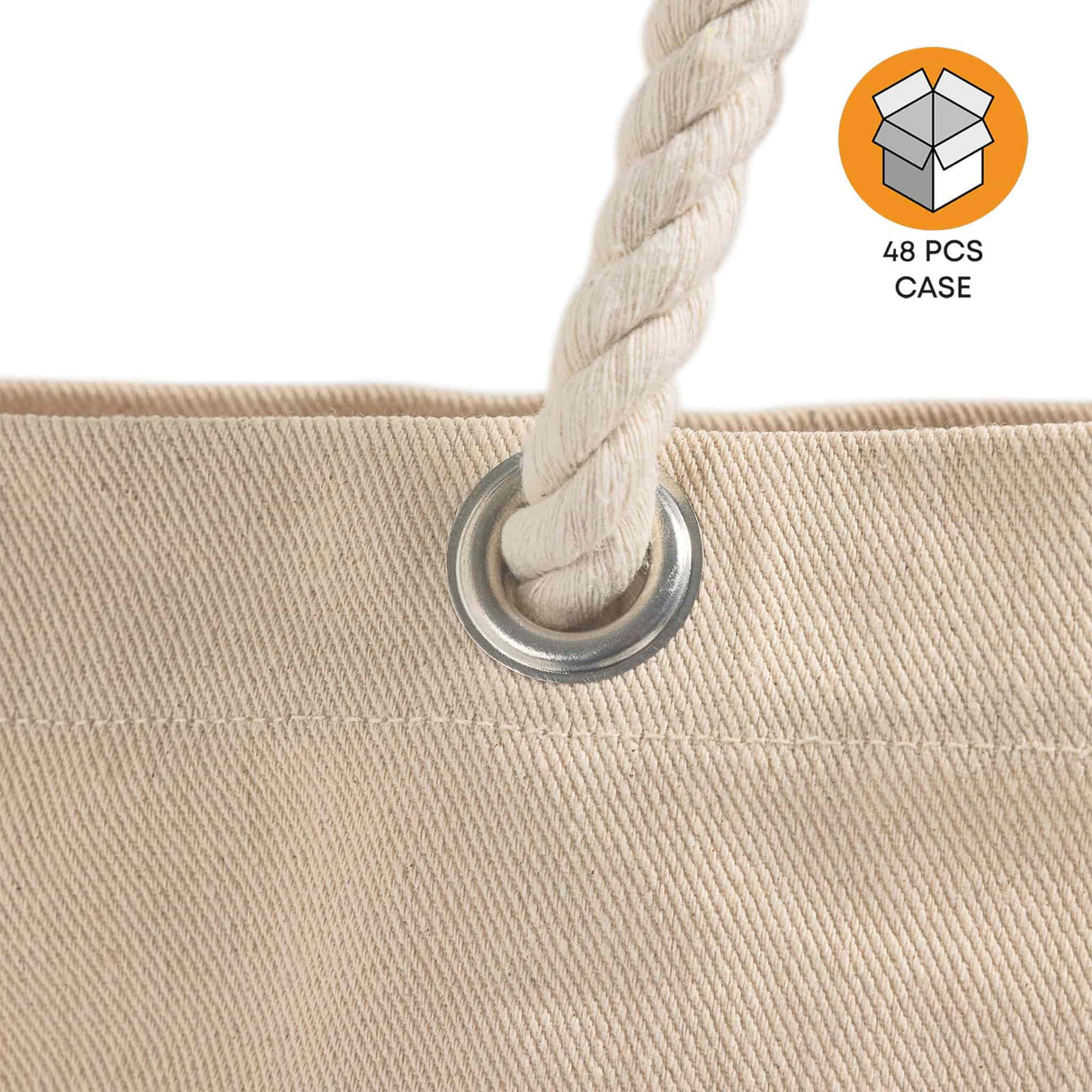 48 ct Large Canvas Beach Tote Bag with Fancy Rope Handles - By Case