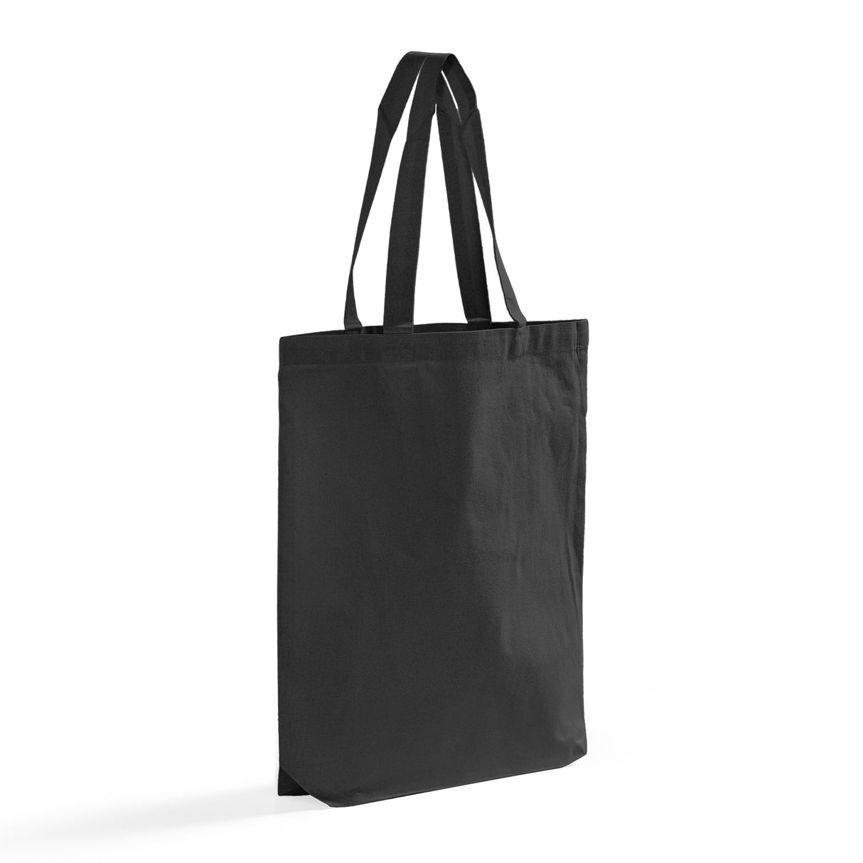 Black cotton tote bag with gusset