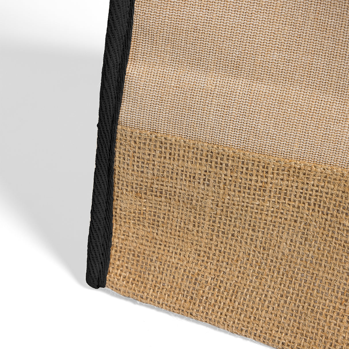 black fashion jute tote bottom detail