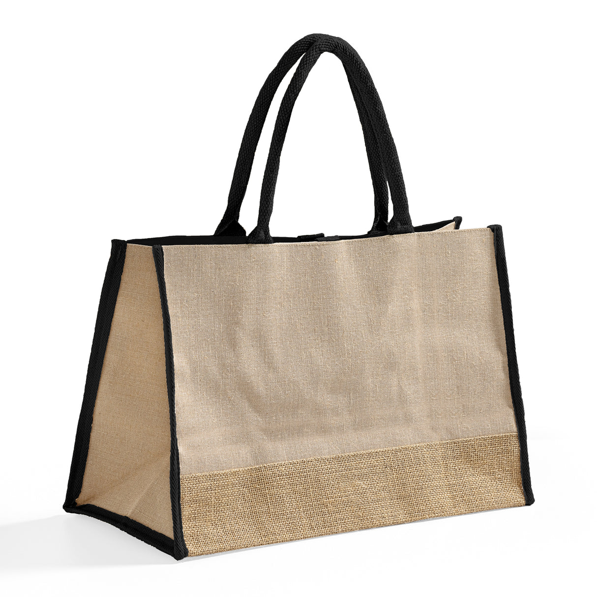 black fashion jute totebag