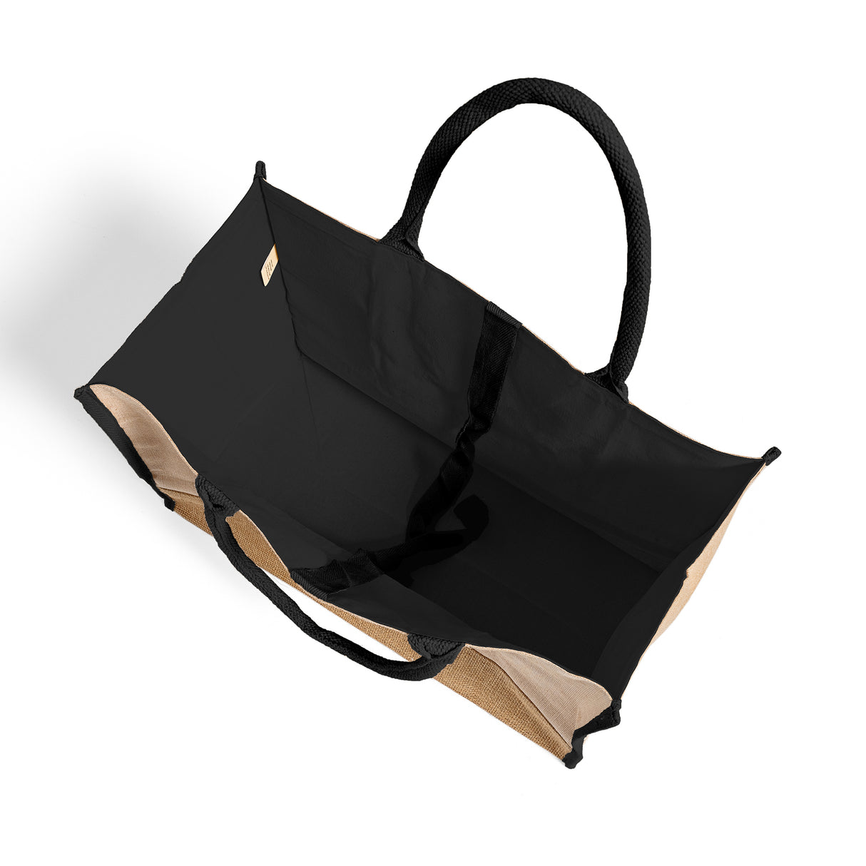 black heavy duty burlap bag inside