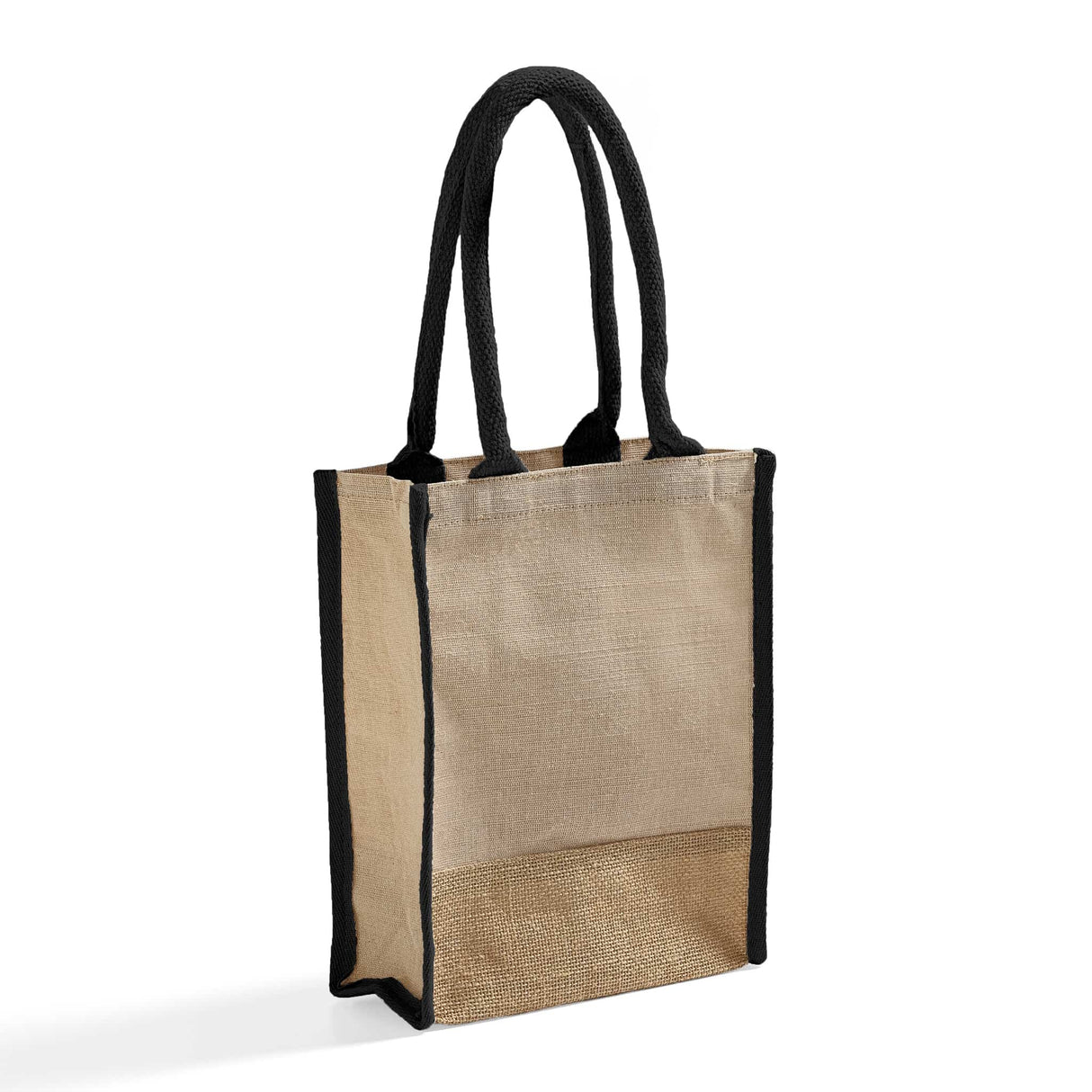 black jute small tote bag with gusset