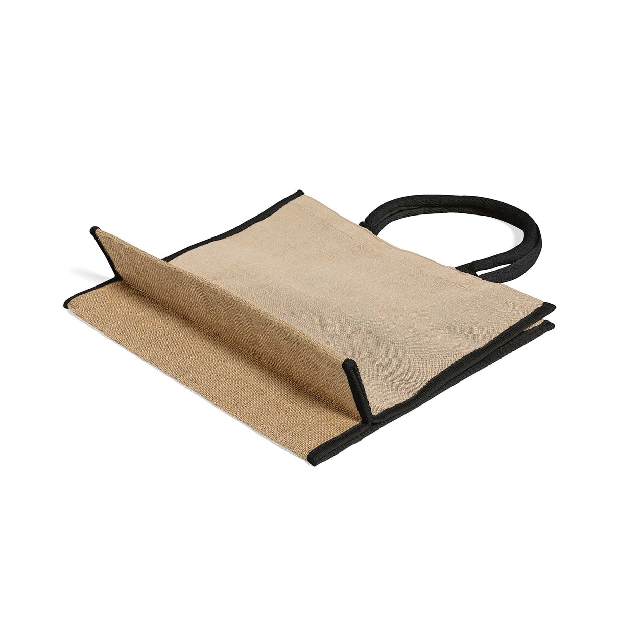 black jute tote bag with full gusset