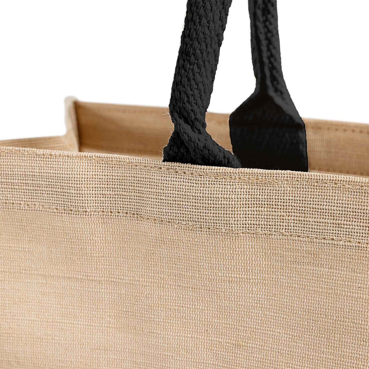 black large jute bag handle detail