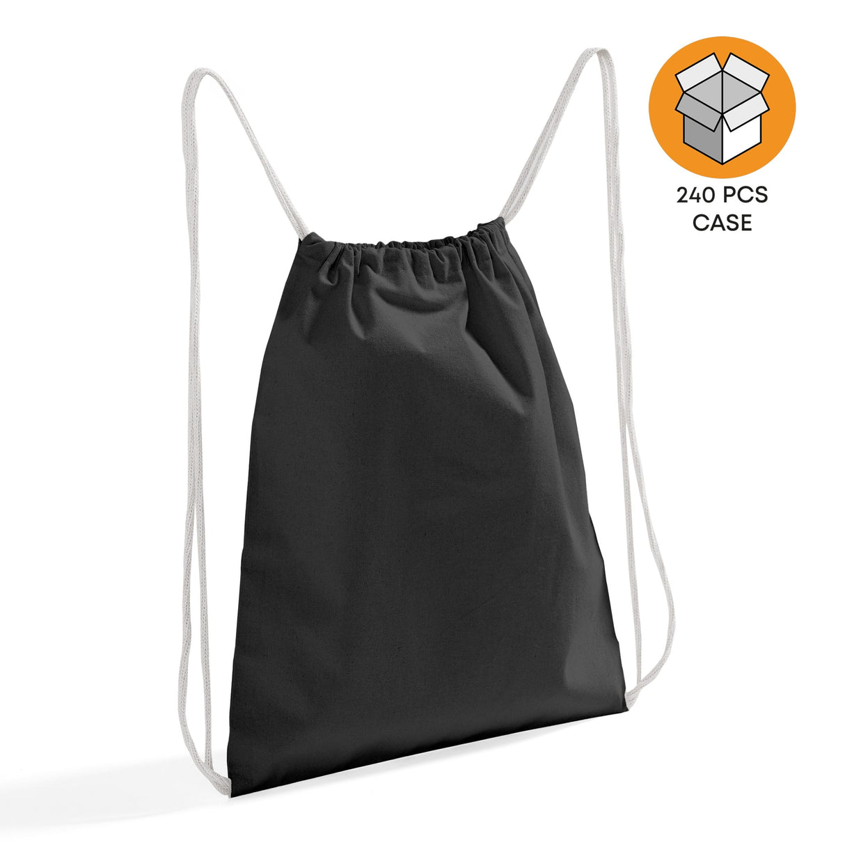 Black Small Canvas Drawstring Backpack Case