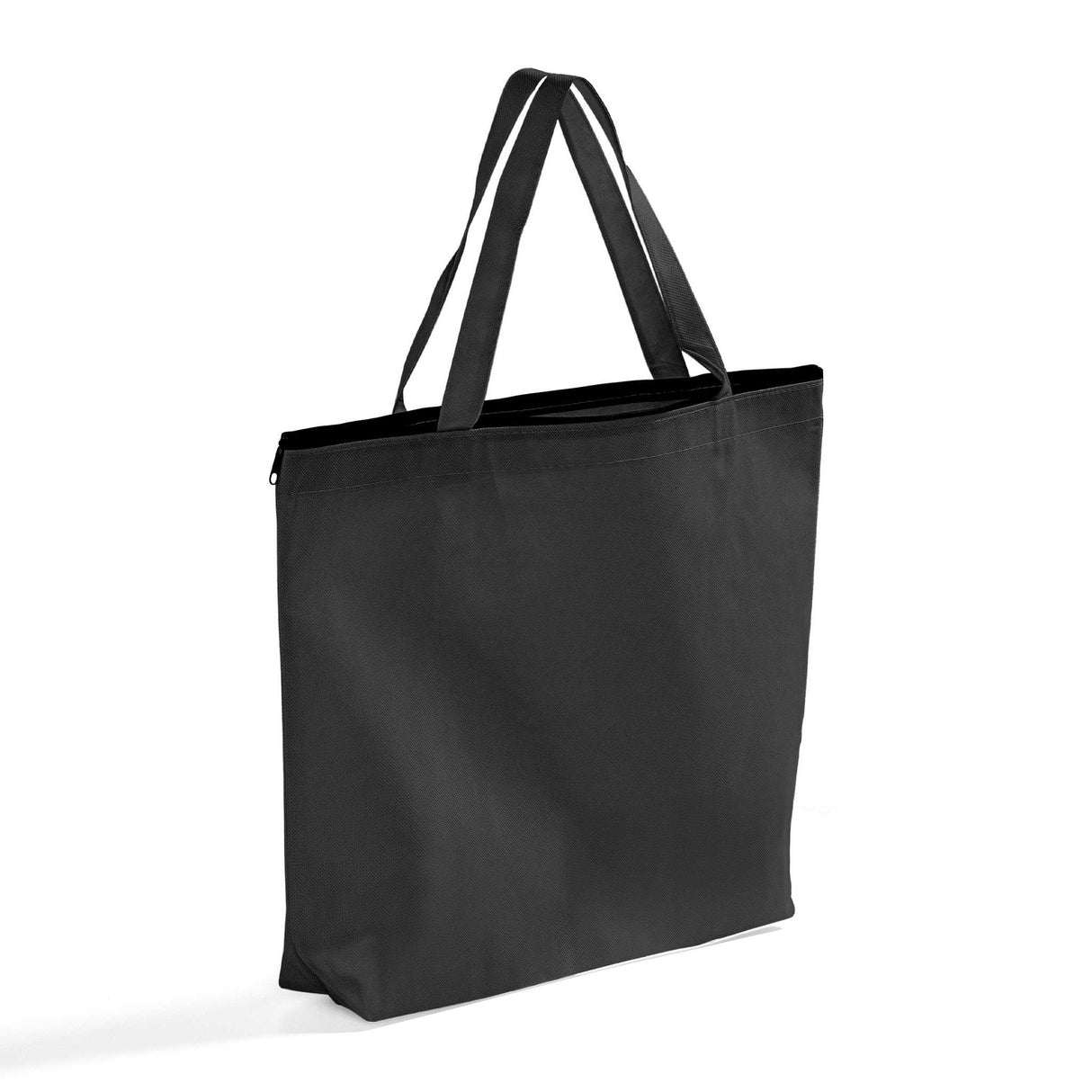 Black Zippered Non Woven Tote Bag