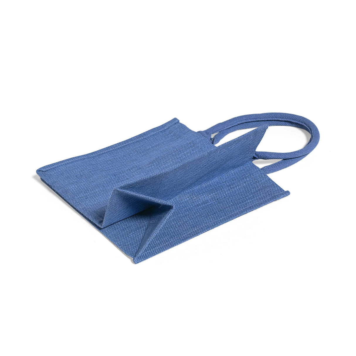blue jute tote bag with deep gusset