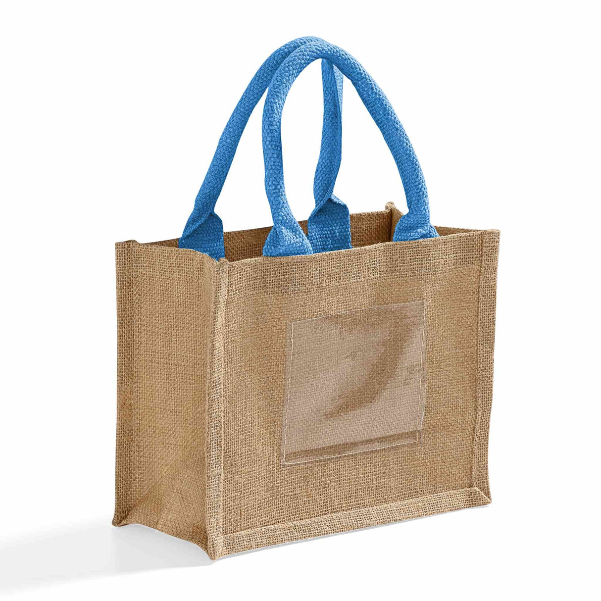 blue rustic wedding favor jute bag