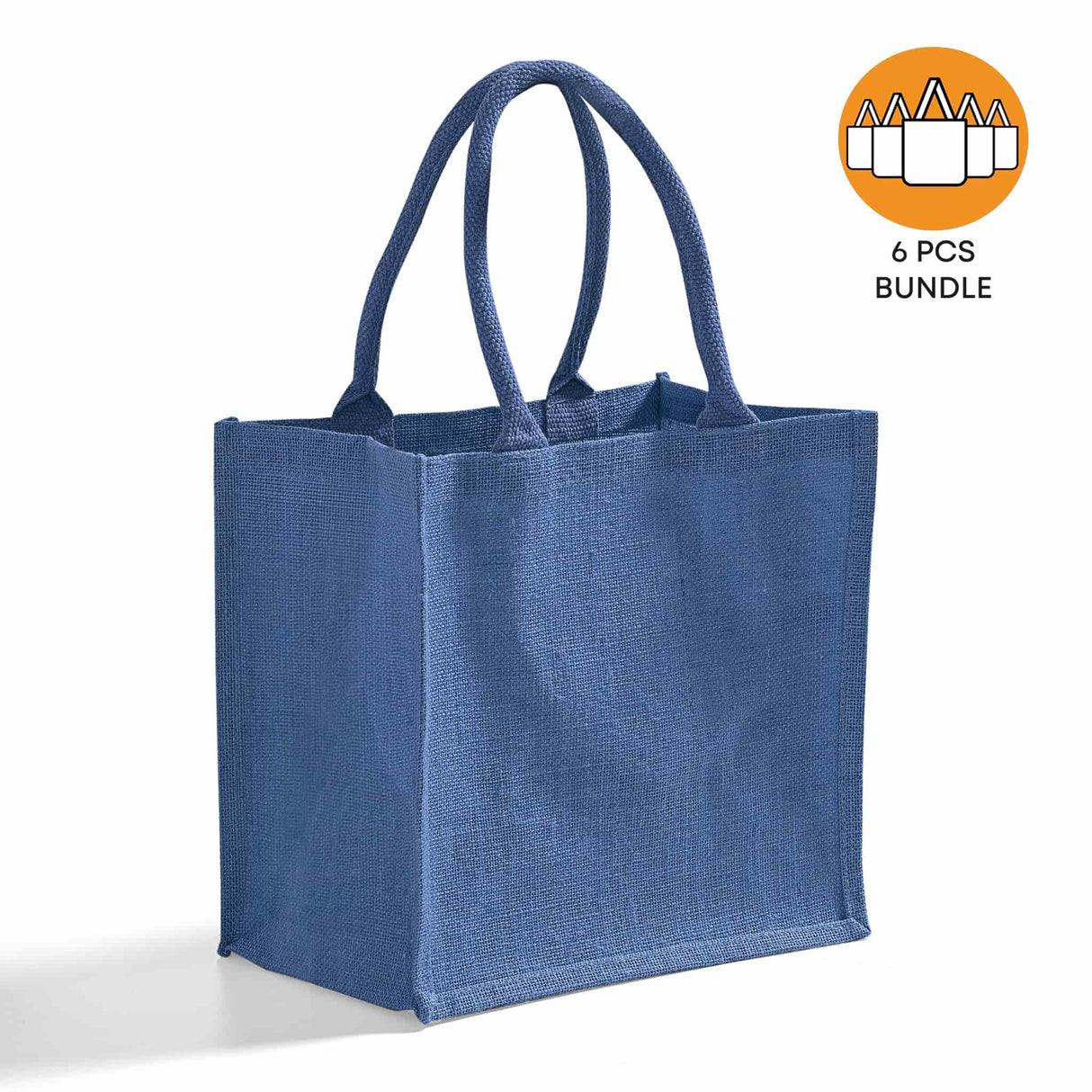 6 ct Square Burlap Bags - Wholesale Jute Tote Bags W/Deep Full Gusset - By Bundle