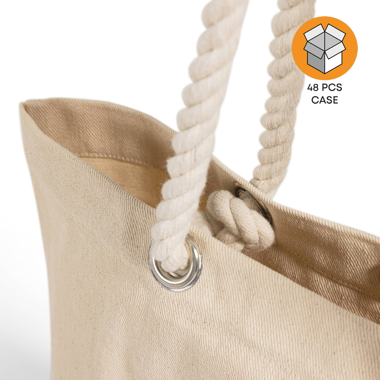 48 ct Canvas Beach Tote Bag with Fancy Rope Handles- By Case
