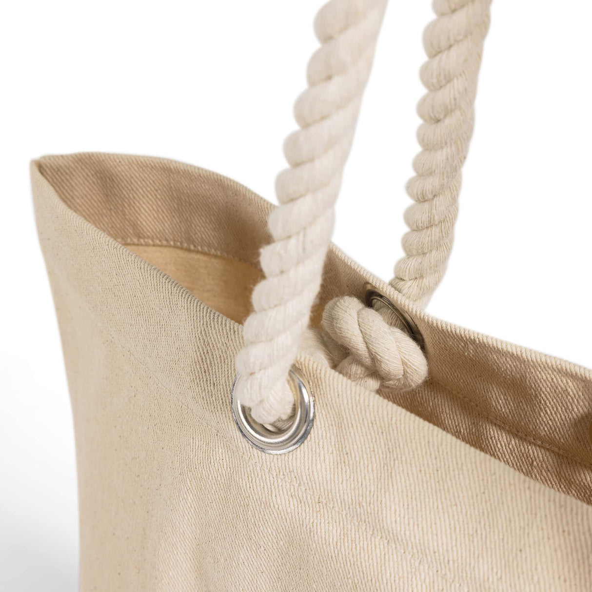 canvas beach tote with fancy rope handles