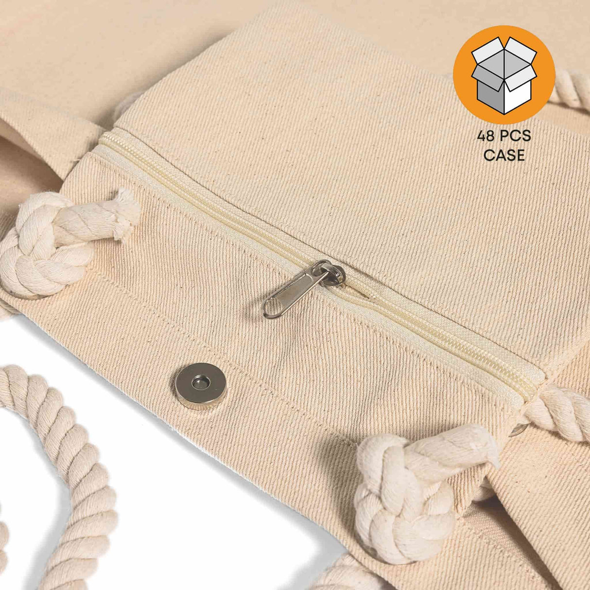 48 ct Large Canvas Beach Tote Bag with Fancy Rope Handles - By Case