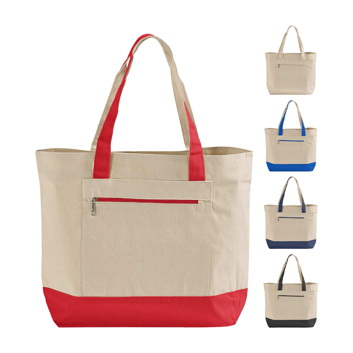 Canvas Zippered Shopping Tote Bags