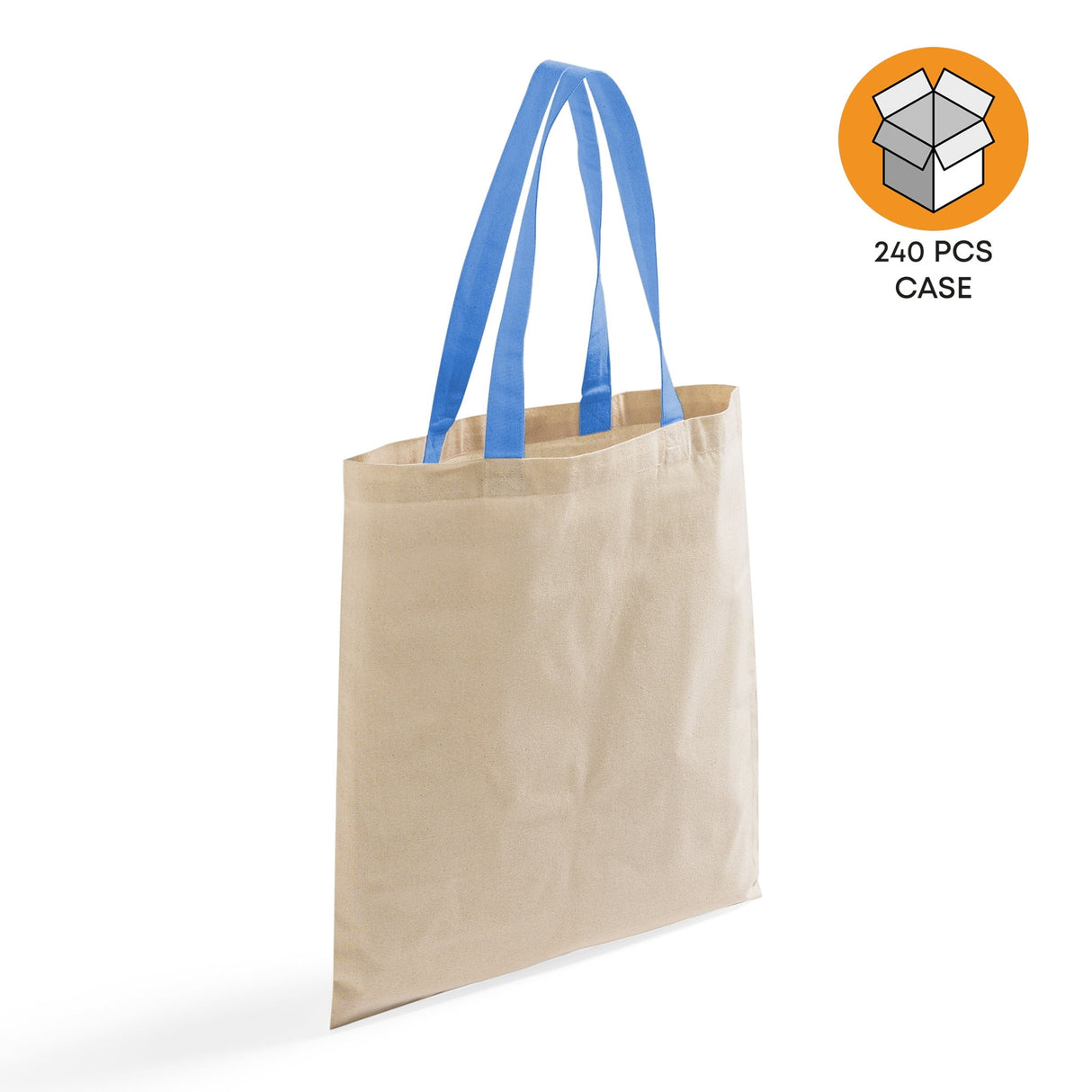 240 ct Wholesale Tote Bags With Color Handles 100% Cotton - By Case