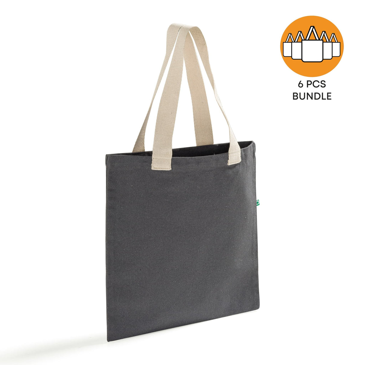 6 ct Recycled Canvas Flat Tote Bag / Basic Book Bag - Pack of 6