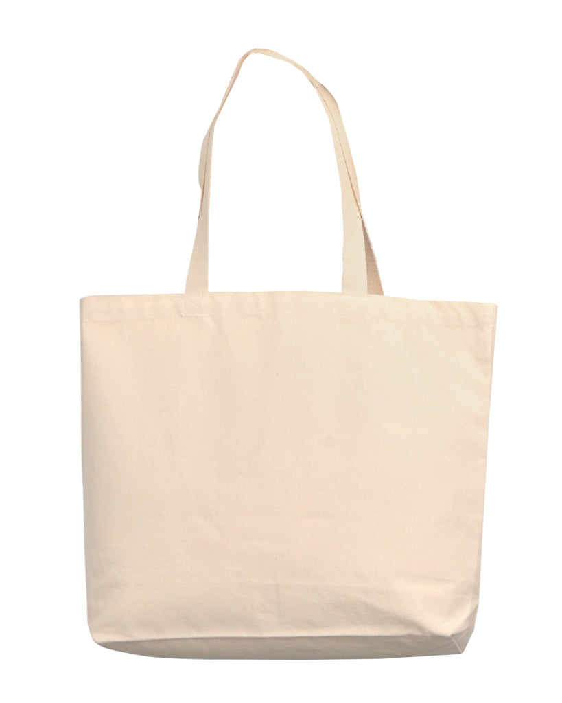 Closeout 18 in Large Organic Canvas Shopper Tote Bags with Bottom Gusset - OR250