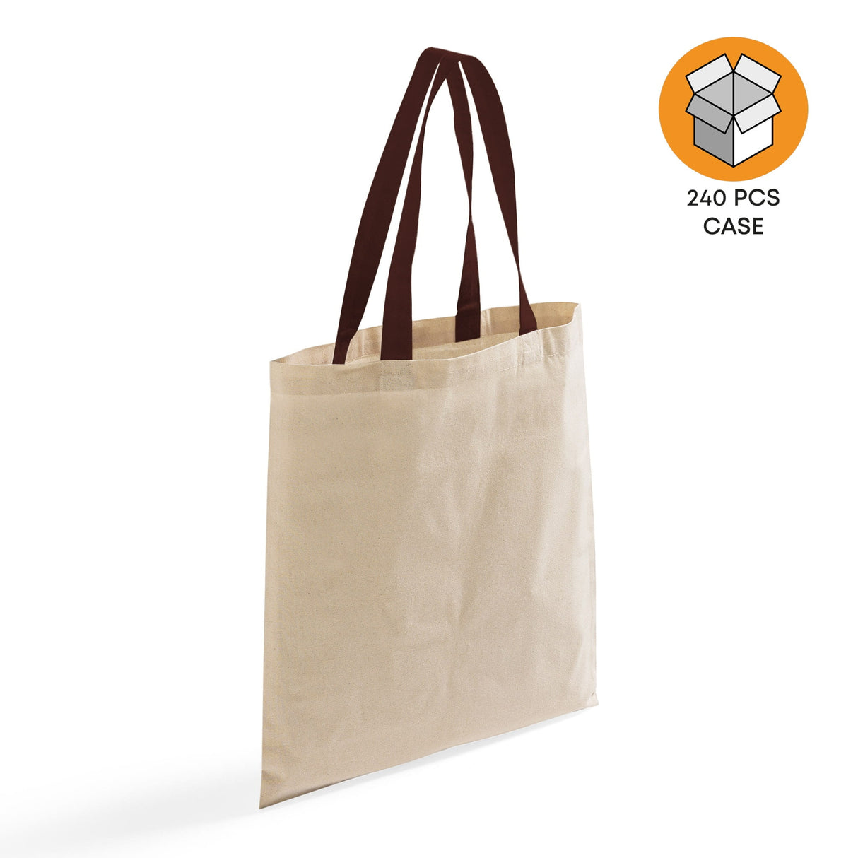 240 ct Wholesale Tote Bags With Color Handles 100% Cotton - By Case
