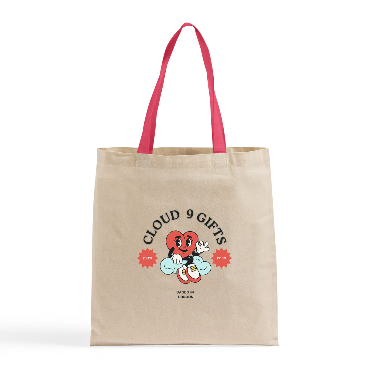 Color Handle Customized Cotton Tote Bags / Promo Logo Tote Bags Two Tone - TB160