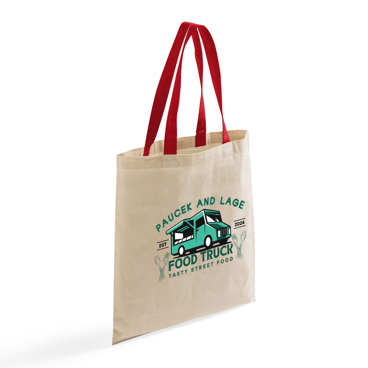 Color Handle Customized Cotton Tote Bags / Promo Logo Tote Bags Two Tone - TB160