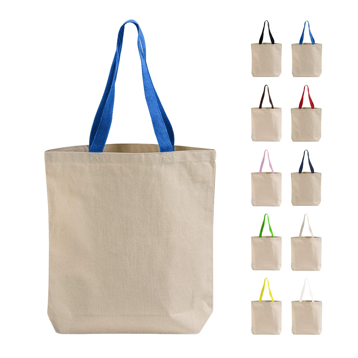 Cotton Canvas Tote Bags with Color Handles