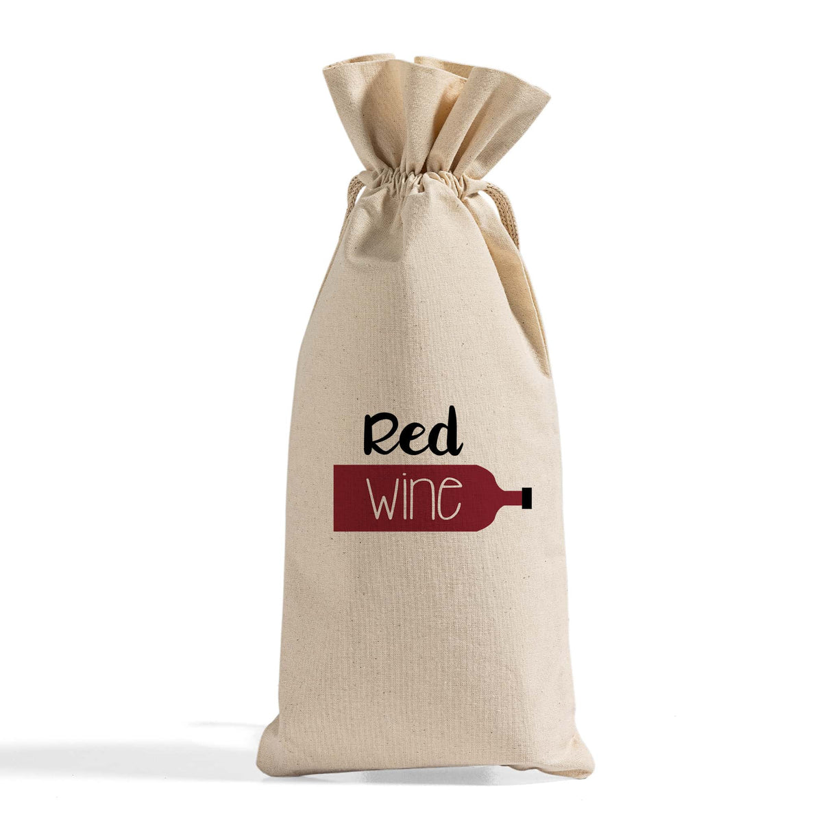 Printed Cotton-Jute Natural Wine Bags with Drawstrings Closure - Custom Jute Drawstrings With Your Logo