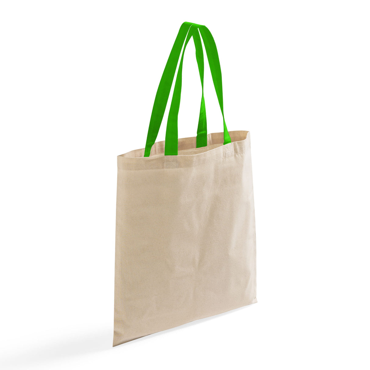 Cotton tote bag with lime green handle