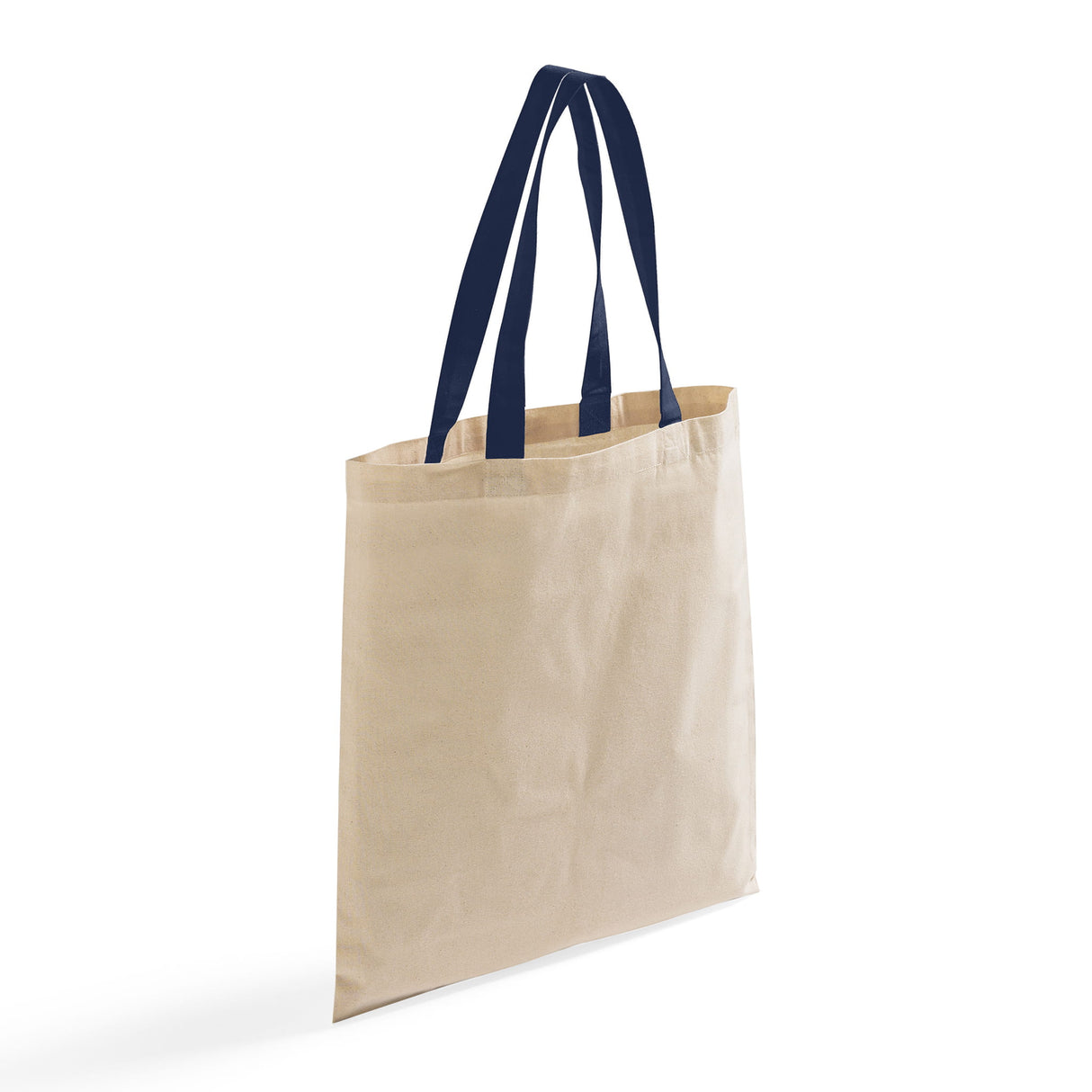 Cotton tote bag with navy handle