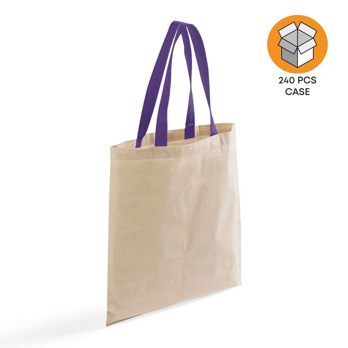 240 ct Wholesale Tote Bags With Color Handles 100% Cotton - By Case