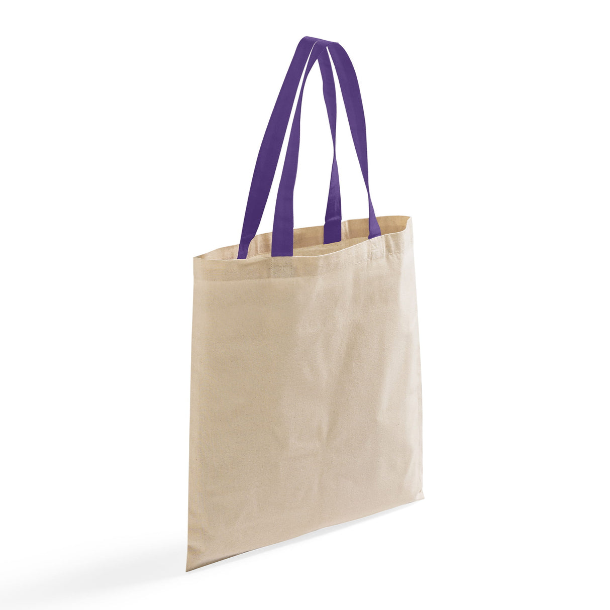 Cotton tote bag with purple handle