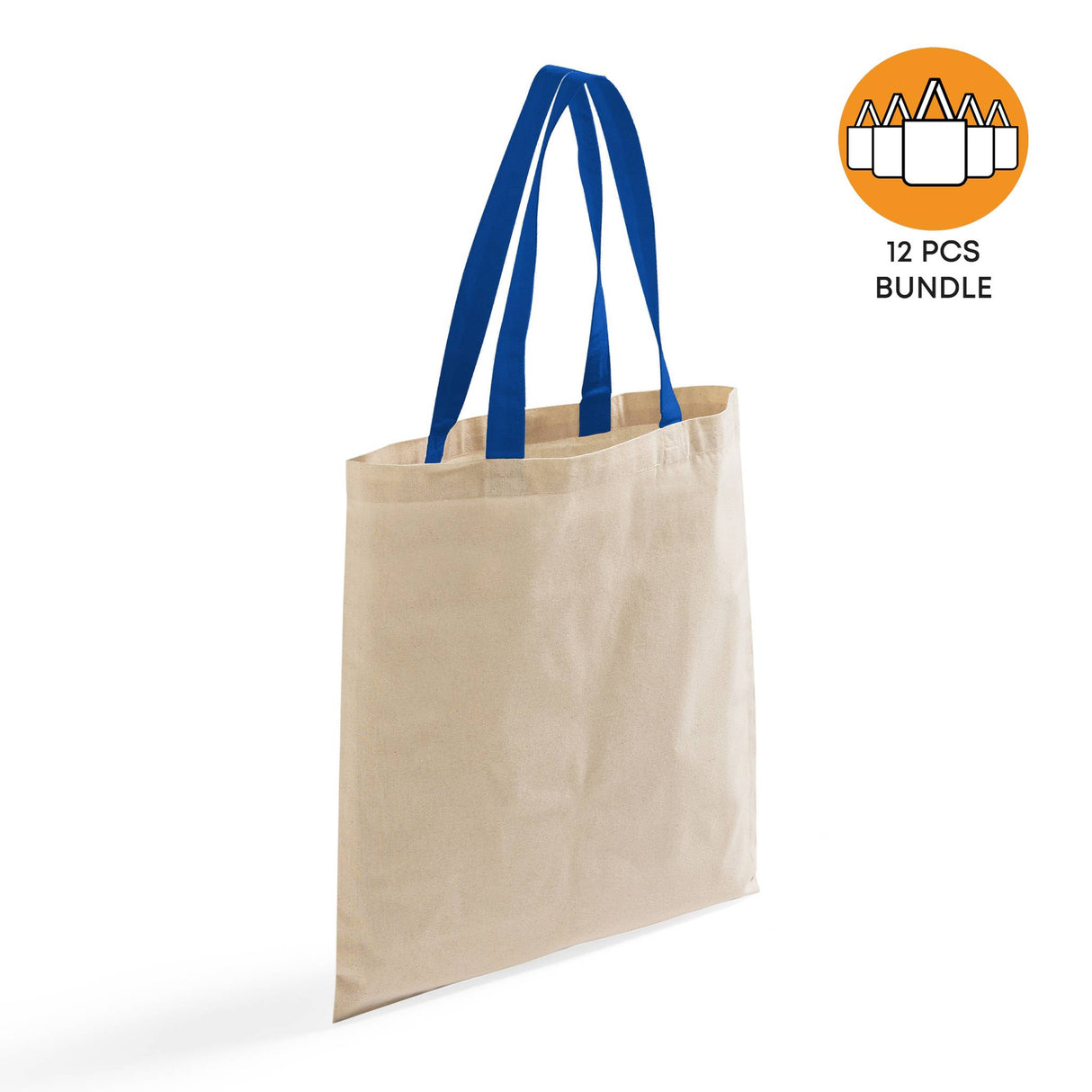 12ct Wholesale Tote Bags With Color Handles 100% Cotton - By Dozen