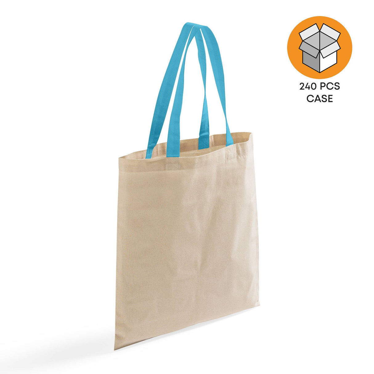 240 ct Wholesale Tote Bags With Color Handles 100% Cotton - By Case