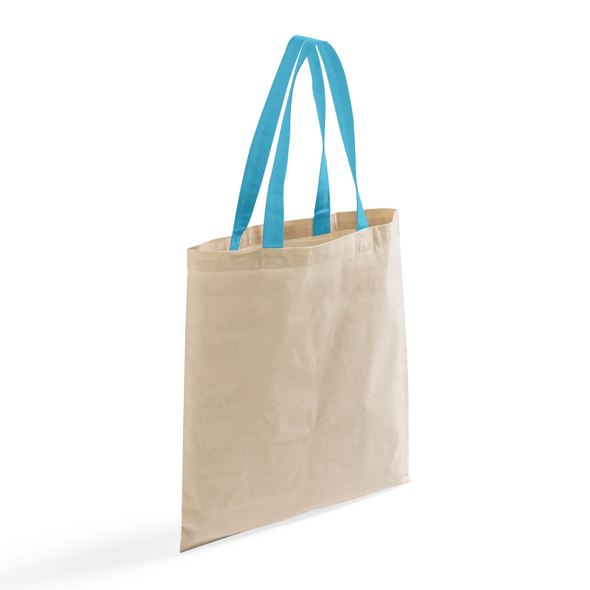 Cotton tote with turquoise handle