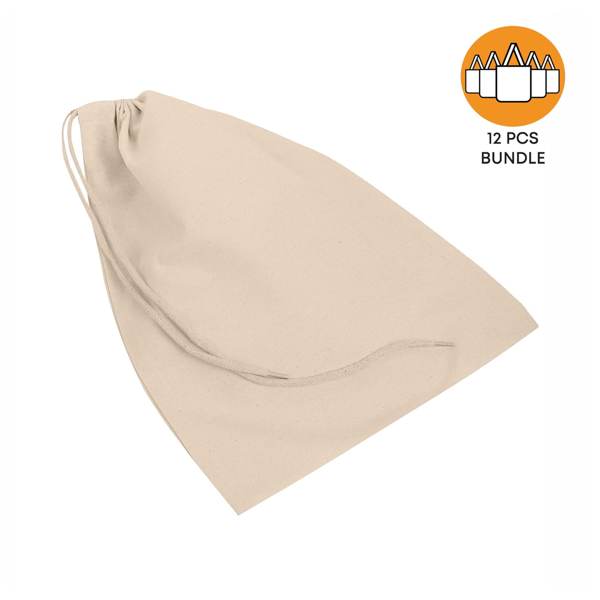 12 ct Cotton Shoe Bags / Value Drawstring Bags - By Dozen