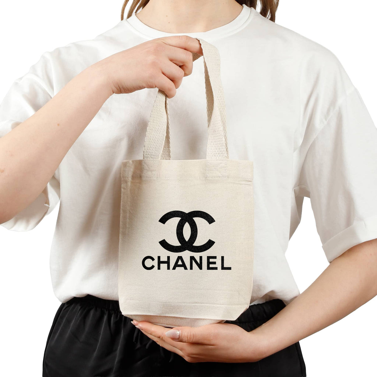 Mini 8 in Canvas Tote Bag with Your Logo - Personalized Tote bags