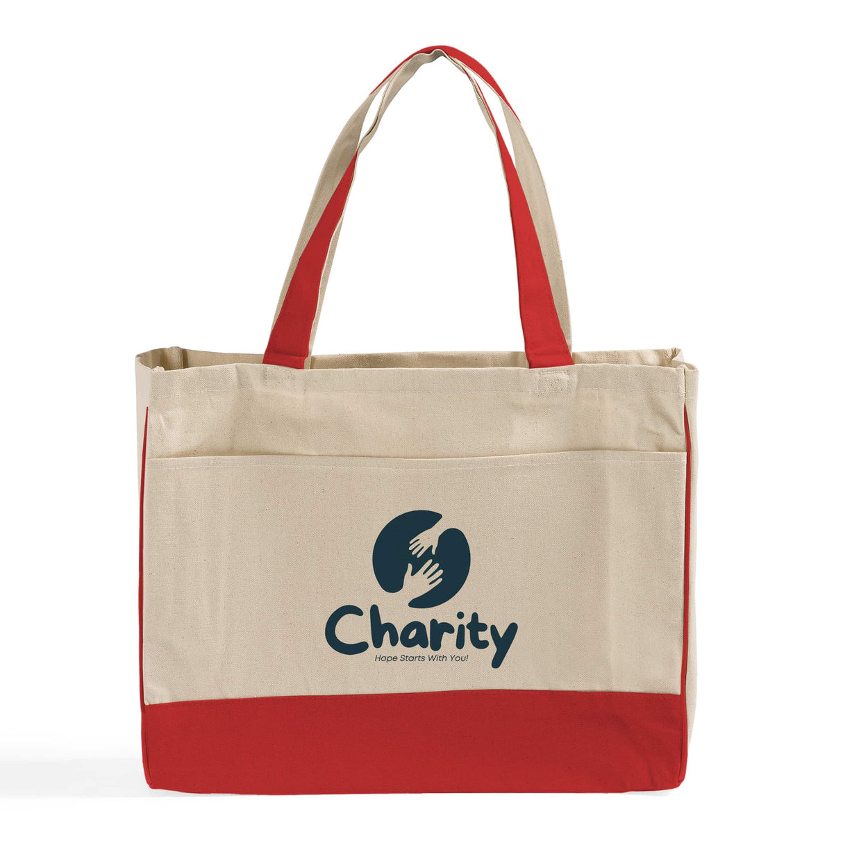 Customized Cotton Canvas Tote Bag with Inside Zipper Pocket - Personalized Tote Bags With Your Logo - TF214