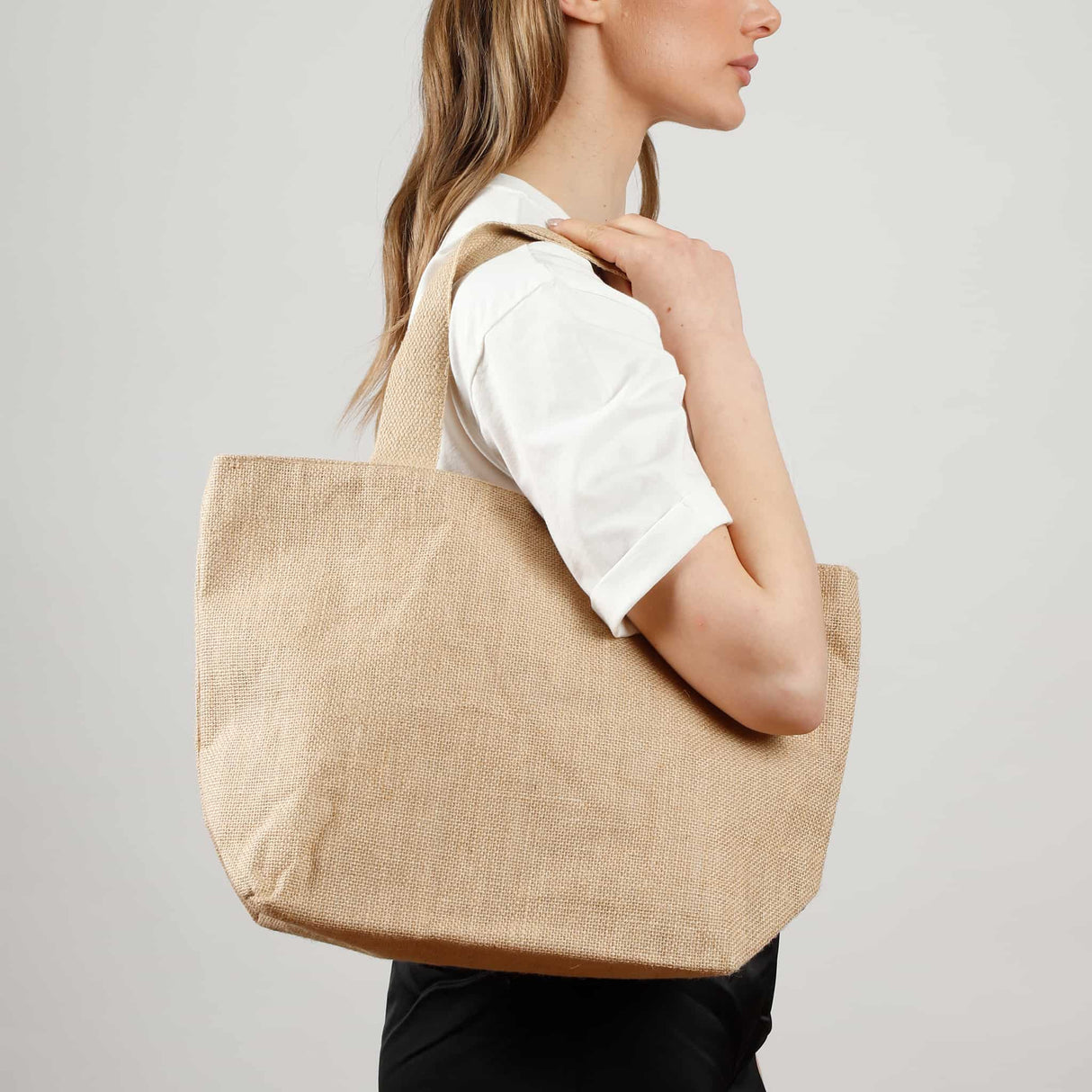 deluxe cotton interior jute tote bag model