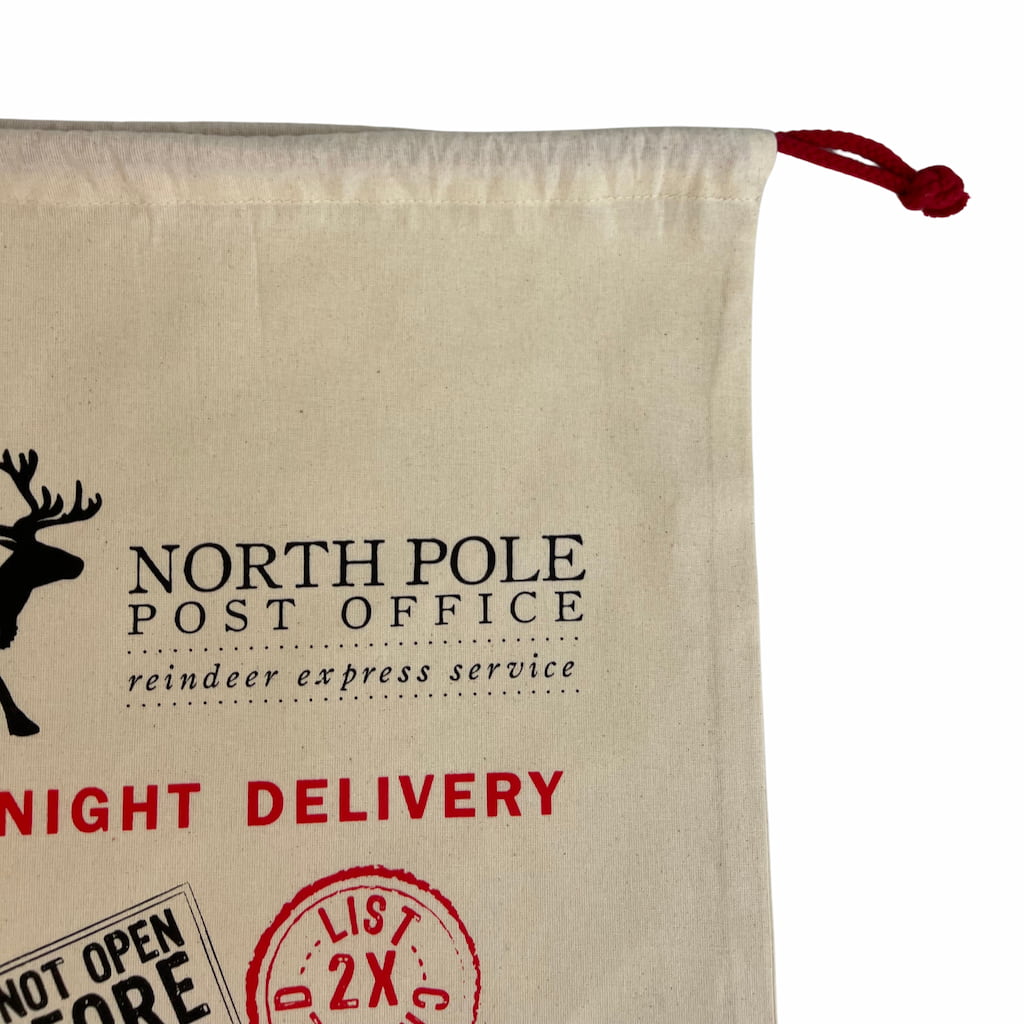 North Pole Printed 24 in Cotton Laundry Bags / Santa Sacks