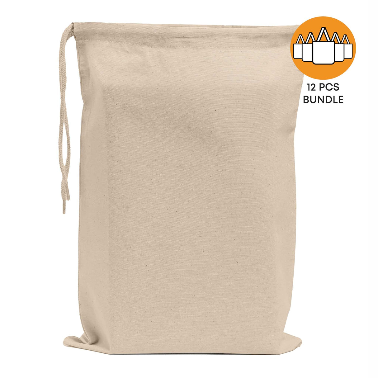 12 ct Cotton Shoe Bags / Value Drawstring Bags - By Dozen