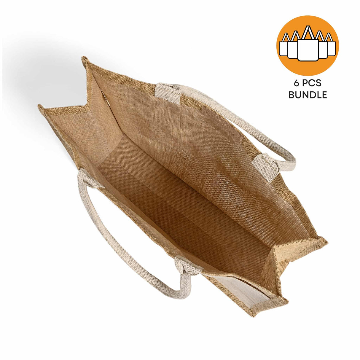 6 ct Easy-to-Decorate Jute Tote Bags with Canvas Front Pocket - Pack of 6