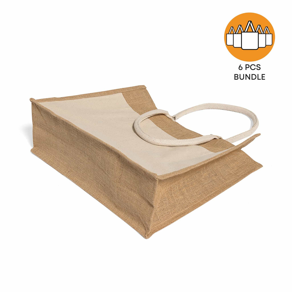 6 ct Easy-to-Decorate Jute Tote Bags with Canvas Front Pocket - Pack of 6