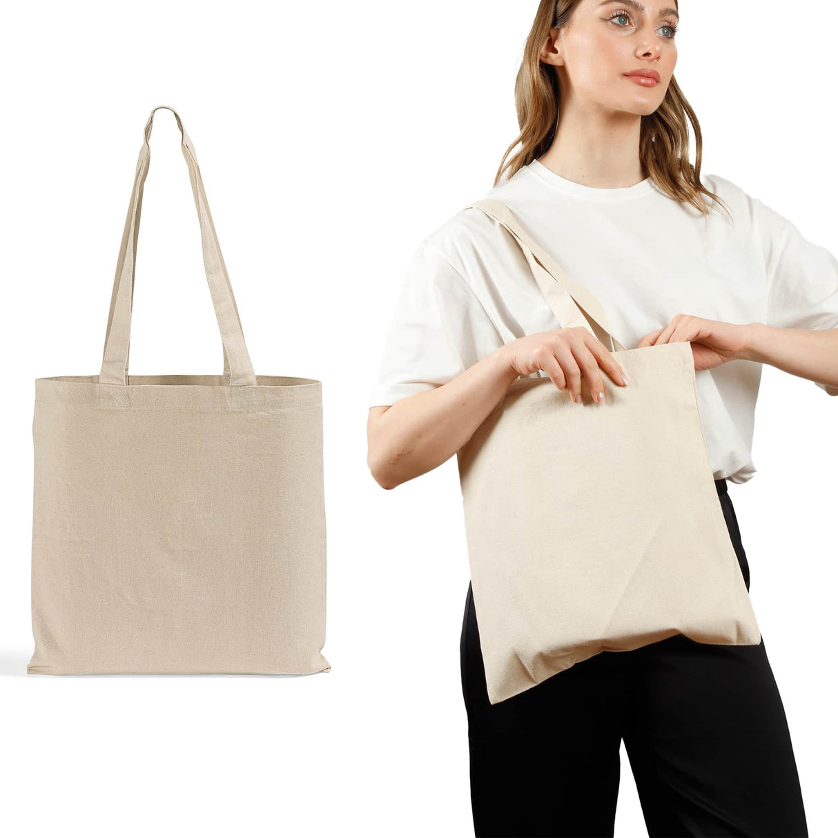 eco friendly long handle canvas tote model